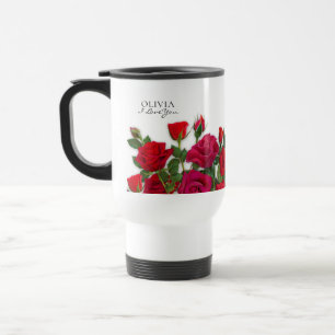 Moderne rote Rosen Garten Minimalistischer Ich lie Reisebecher