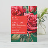 Moderne Rote Rosen laden zu Hochzeiten ein Einladung (Stehend Vorderseite)