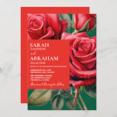 Moderne Rote Rosen laden zu Hochzeiten ein Einladung (Vorne/Hinten)