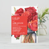 Moderne Rote Rosen laden zu Hochzeiten ein Einladung (Stehend Vorderseite)