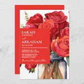 Moderne Rote Rosen laden zu Hochzeiten ein Einladung (Vorne/Hinten)