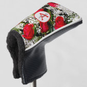 Moderne rote Rosen mit Monogramm und Name Golf Headcover (3/4 Vorderseite)