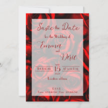 Moderne Rote Rosen mit roten Texten Save the Date