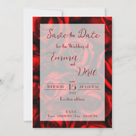 Moderne Rote Rosen mit roten Texten Save the Date Einladung