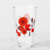 Moderne rote runde Mohnblumen Glas (Rückseite)