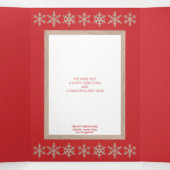 Moderne Rote Rustikale Schneeflocke Collage 5 Foto Dreifach Gefaltete Urlaubskarte (Innenseite Mitte)