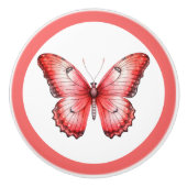 Moderne Rote Schmetterlingsknöpfe Hübsche Mädchenk Keramikknauf (Vorderseite)