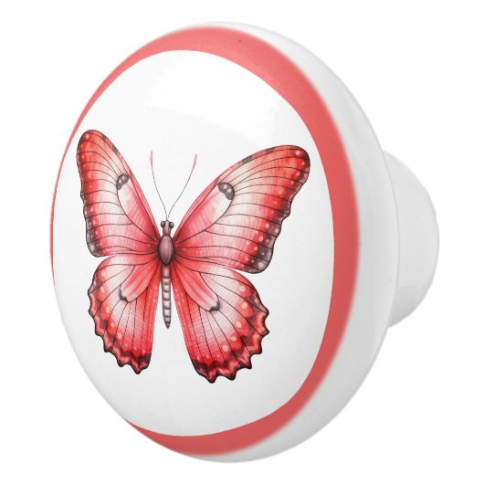 Moderne Rote Schmetterlingsknöpfe Hübsche Mädchenk Keramikknauf (Rechts)