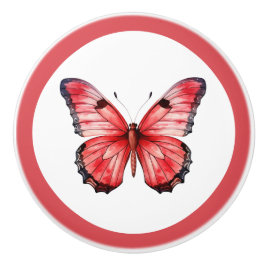 Moderne Rote Schmetterlingsknöpfe Hübsche Mädchenk Keramikknauf