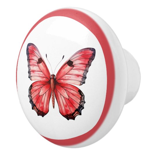 Moderne Rote Schmetterlingsknöpfe Hübsche Mädchenk Keramikknauf (Rechts)