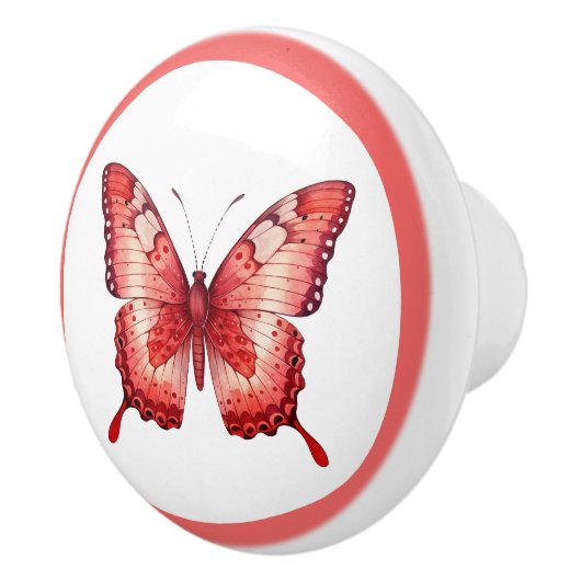 Moderne Rote Schmetterlingsknöpfe Hübsche Mädchenk Keramikknauf (Rechts)
