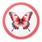 Moderne Rote Schmetterlingsknöpfe Hübsche Mädchenk Keramikknauf (Vorderseite)