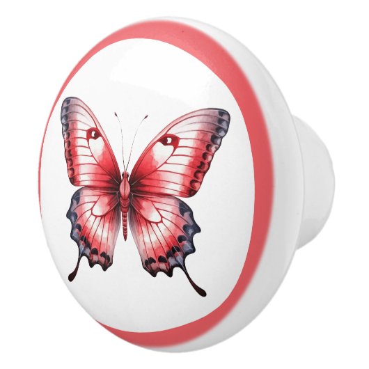 Moderne Rote Schmetterlingsknöpfe Hübsche Mädchenk Keramikknauf (Rechts)