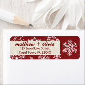 Moderne rote Schneeflocken-Adressetiketten (Insitu)