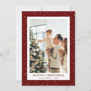 Moderne rote Schneefoto-Weihnachtskarte Feiertagskarte