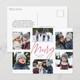 Moderne, rote Schrift 6 Foto Weihnachtscollage Feiertagspostkarte