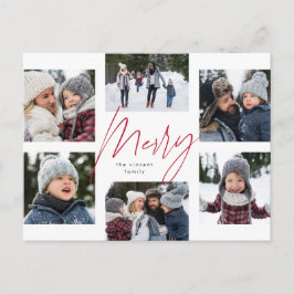 Moderne, rote Schrift 6 Foto Weihnachtscollage Feiertagspostkarte