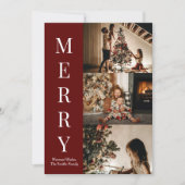 Moderne Rote Schrift Frohe Weihnachten Foto (Vorderseite)