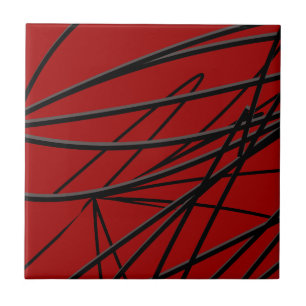 Moderne rote schwarze Abstraktion Fliese