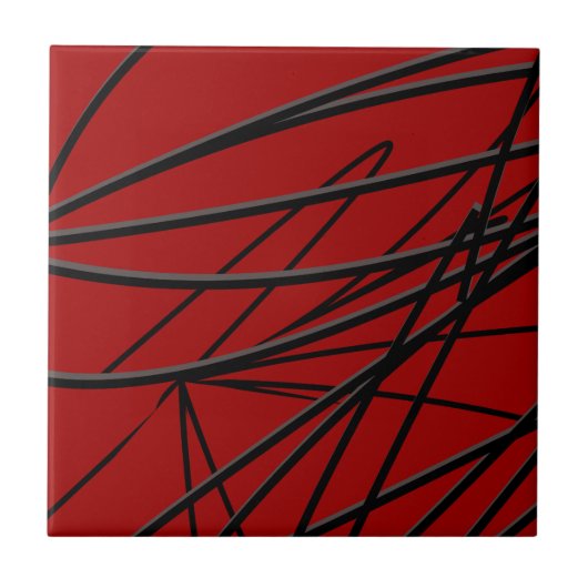 Moderne rote schwarze Abstraktion Fliese (Vorderseite)