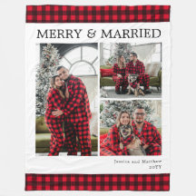Moderne rote schwarze Gingham 3 Foto Merry and Mar