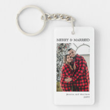 Moderne rote schwarze Gingham-Foto Hochzeit und Ve