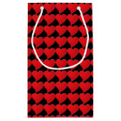 Moderne rote schwarze Herzen Muster Valentinstag Kleine Geschenktüte (Rückseite)