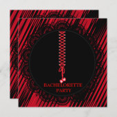 MODERNE ROTE SCHWARZE JUNGGESELINNEN-ABSCHIED-EINL EINLADUNG (Vorne/Hinten)