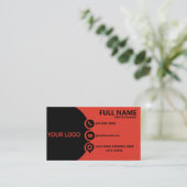 Moderne rote schwarze Unternehmens-QR-Code-Visiten Visitenkarte (Stehend Vorderseite)