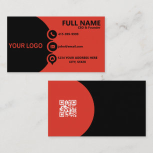 Moderne rote schwarze Unternehmens-QR-Code-Visiten Visitenkarte