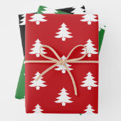 Moderne rote, schwarze Weihnachtsbaumen Geschenkpapier Set (Beispiel)
