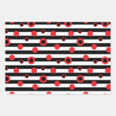 Moderne rote, schwarze, weiße Kreise und Streifen Geschenkpapier Set (Vorderseite)