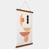 Moderne rote Sonnenstrahlen, schwarzer Mond Wandteppich Mit Holzrahmen (Gewinkelt)