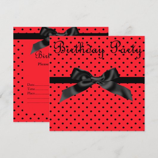 MODERNE ROTE SPOT BOW PARTY EINLADUNG (Vorne/Hinten)