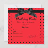 MODERNE ROTE SPOT BOW PARTY EINLADUNG (Rückseite)