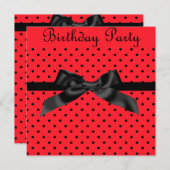 MODERNE ROTE SPOT BOW PARTY EINLADUNG 2 (Vorne/Hinten)