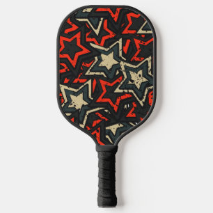 Moderne Rote Stars Cooles Grunge-Muster Pickleball Schläger