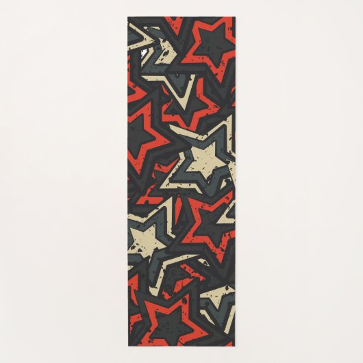 Moderne Rote Stars Cooles Grunge-Muster Yogamatte (Vorderseite)