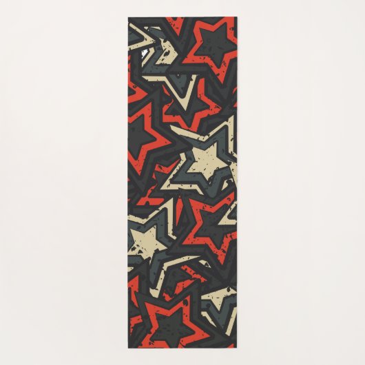 Moderne Rote Stars Cooles Grunge-Muster Yogamatte (Rückseite)