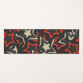 Moderne Rote Stars Cooles Grunge-Muster Yogamatte (Vorderseite (Horizontal))