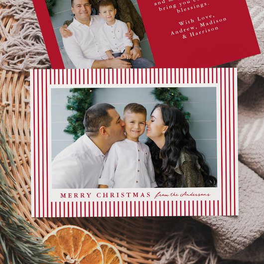 Moderne Rote Streifen Frohe Weihnachten 2 Foto
