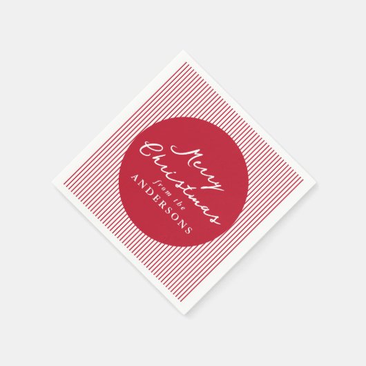 Moderne rote Streifen Frohe Weihnachten Serviette (Ecke)