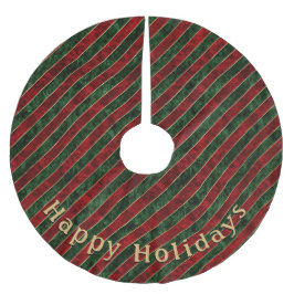 Moderne rote Streifenmuster - Persönliche Nachrich Polyester Weihnachtsbaumdecke