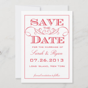 Moderne rote Swirl-Hochzeitseinladung zur Vorankün Save The Date