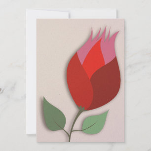Moderne rote Tulpen-Papierausschnitt-Kunst Blanko- Feiertagskarte