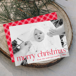 Moderne Rote Typografie Frohe Weihnachtszeit Foto Feiertagskarte