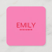 Moderne rote Typografie | Rosa Quadratische Visitenkarte (Vorderseite)