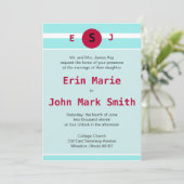 Moderne Rote und Aquamarine Hochzeitseinladung Einladung (Stehend Vorderseite)