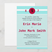 Moderne Rote und Aquamarine Hochzeitseinladung Einladung (Vorne/Hinten)