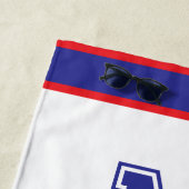 moderne rote und blaue Monogramm-Strandtuch Strandtuch (Beispiel)